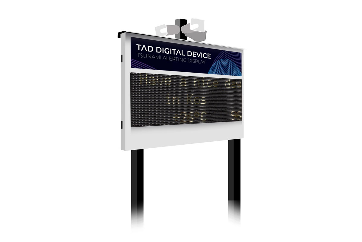 Tsunami alarm sign scoreboard for a seaquakes